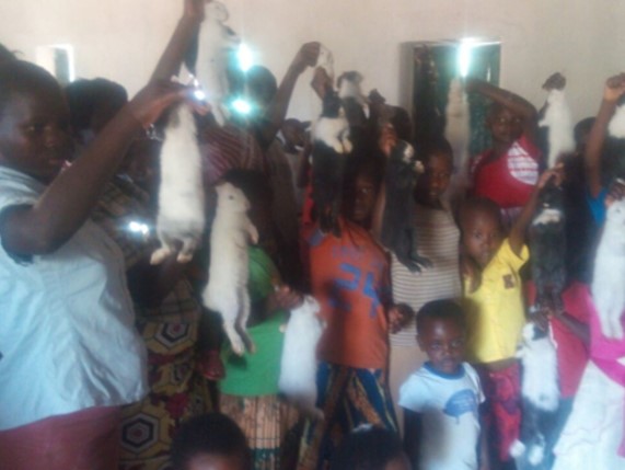 Sunday school children got rabbits for rearing from their own savings
