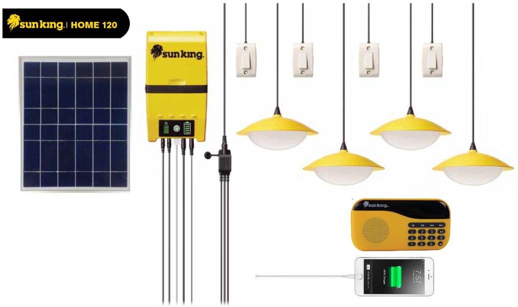 SunKing Home 120 with 4Lamps and 1Radio mobilePhone