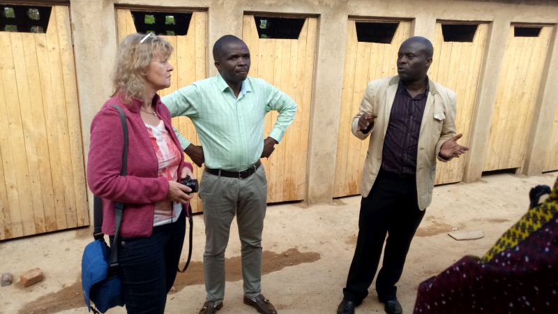 Ms Sabine Schneider, Mr Viateur Ntarindwa and Pastor Lambert Kalisa visiting Mubumbano TVET School in Butare diocese