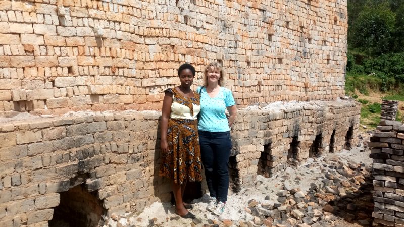 Sabine Scheider and Sarah Uwayezu at MILT company that is producing liners for RDIS Stoves